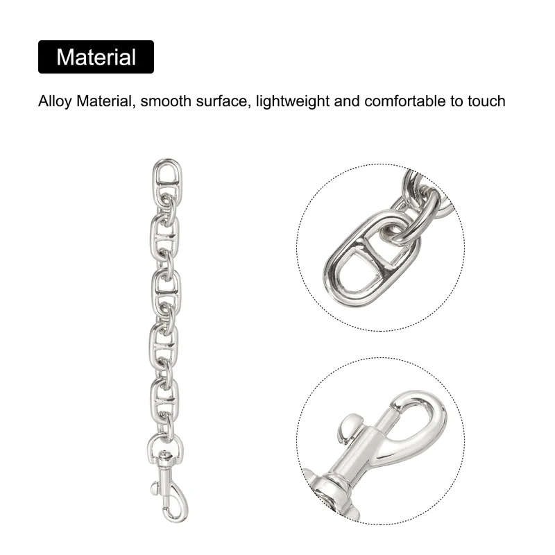 2Pcs 17cm/6.7" Alloy Purse Strap Extender Bag Chain for Handbag Clutch, Silver