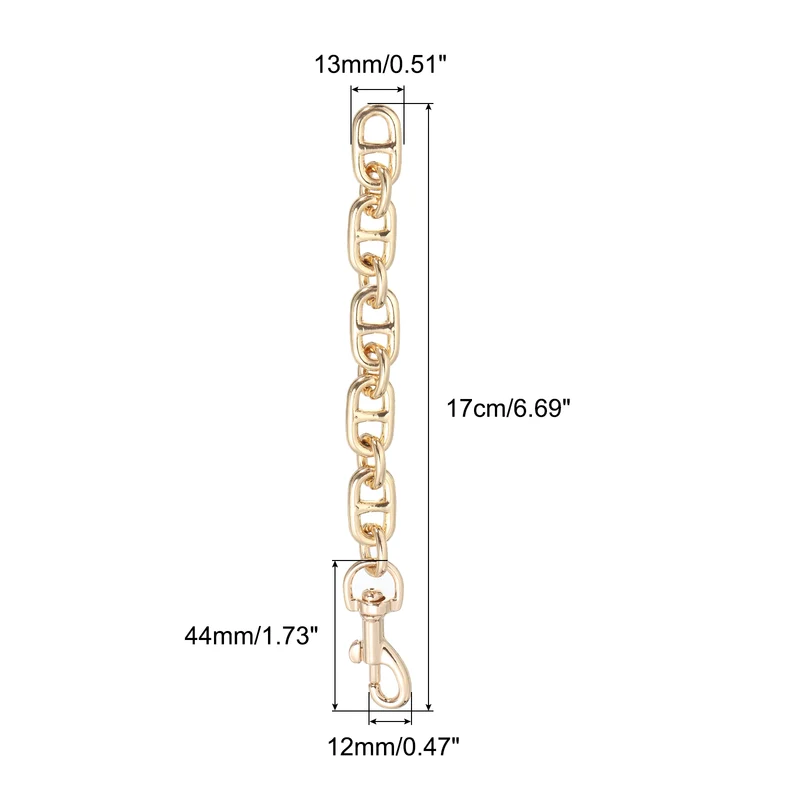 2Pcs 17cm/6.7" Alloy Purse Strap Extender Bag Chain for Handbag Clutch, Gold