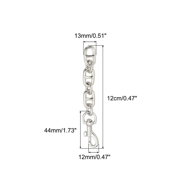 2Pcs 12cm/4.7" Alloy Purse Strap Extender Bag Chain for Handbag Clutch, Silver