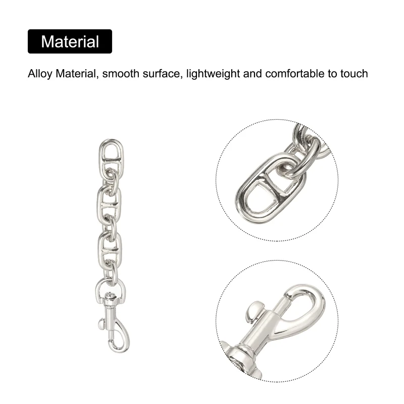 2Pcs 12cm/4.7" Alloy Purse Strap Extender Bag Chain for Handbag Clutch, Silver
