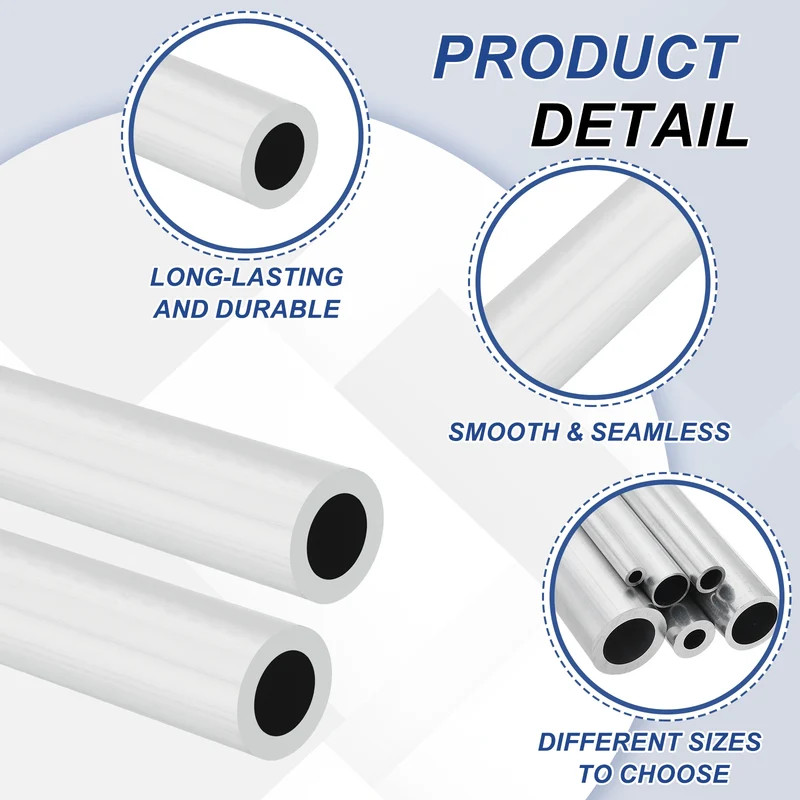 6063 Aluminum Tubing Round Tube 21mm ODx13mm ID 13"Metal Straight Pipe Silver
