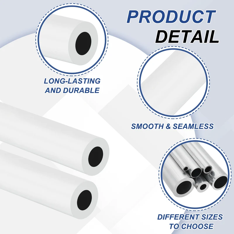 6063 Aluminum Tubing Round Tube 20mm ODx12mm ID 13"Metal Straight Pipe Silver