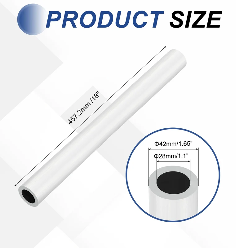 6063 Aluminum Tubing Round Tube 42mm ODx28mm ID Metal Straight Pipe Silver