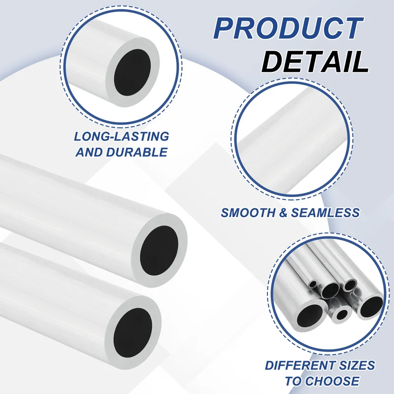 6063 Aluminum Tubing Round Tube 42mm ODx28mm ID Metal Straight Pipe Silver