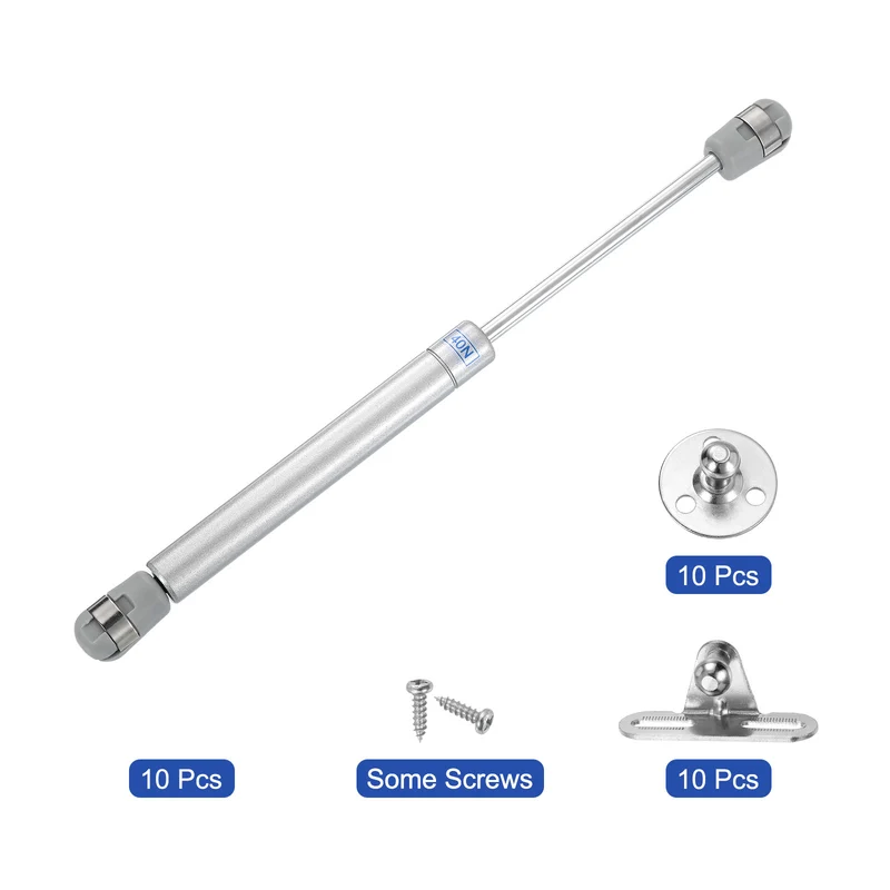 10 Inch 40N/9lb Gas Shock Strut Lift Support, (Silver, Set of 10)
