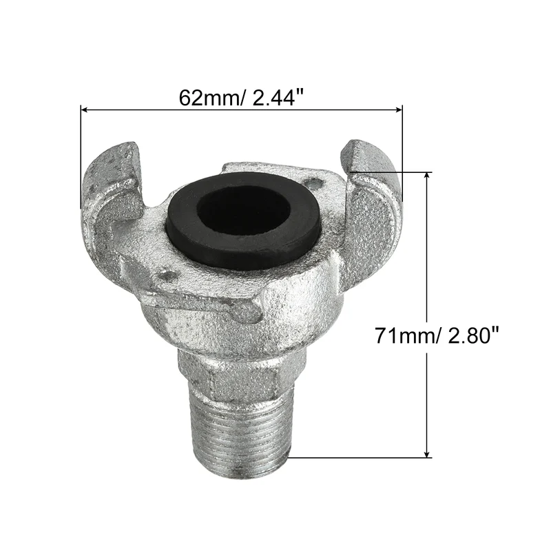 Air Hose Coupling Fitting, Malleable Cast Iron Male Thread Claw Quick Connector for Air Water Pipe