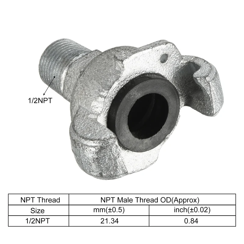 Air Hose Coupling Fitting, Malleable Cast Iron Male Thread Claw Quick Connector for Air Water Pipe