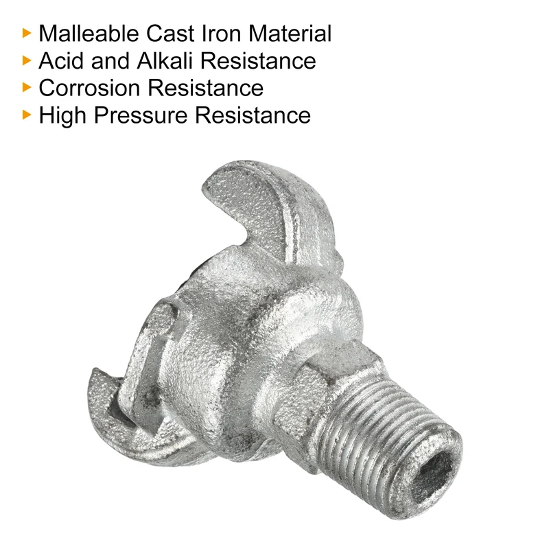 Air Hose Coupling Fitting, Malleable Cast Iron Male Thread Claw Quick Connector for Air Water Pipe