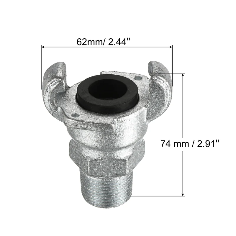 Air Hose Coupling Fitting, Malleable Cast Iron Male Thread Claw Quick Connector for Air Water Pipe