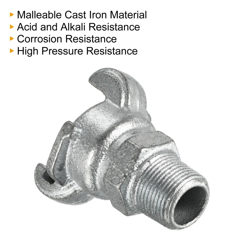 Air Hose Coupling Fitting, Malleable Cast Iron Male Thread Claw Quick Connector for Air Water Pipe