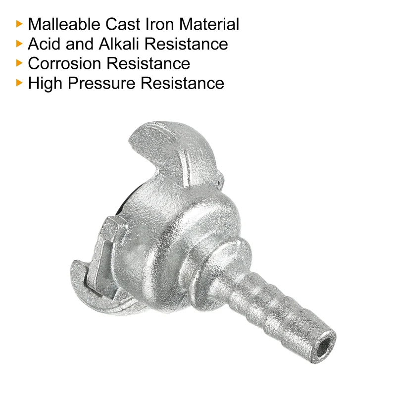 Air Hose Coupling Fitting, Malleable Cast Iron Hose End Barbed Claw Quick Connector for Air Water Pipe