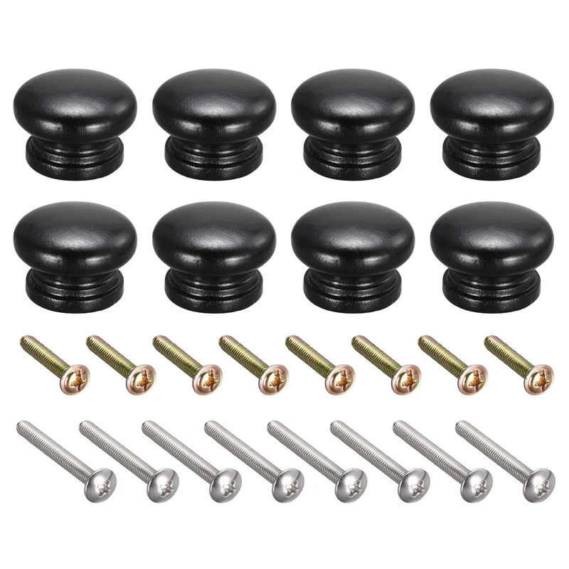 Drawer Screw Round Wood Knob Pull Handles 8set