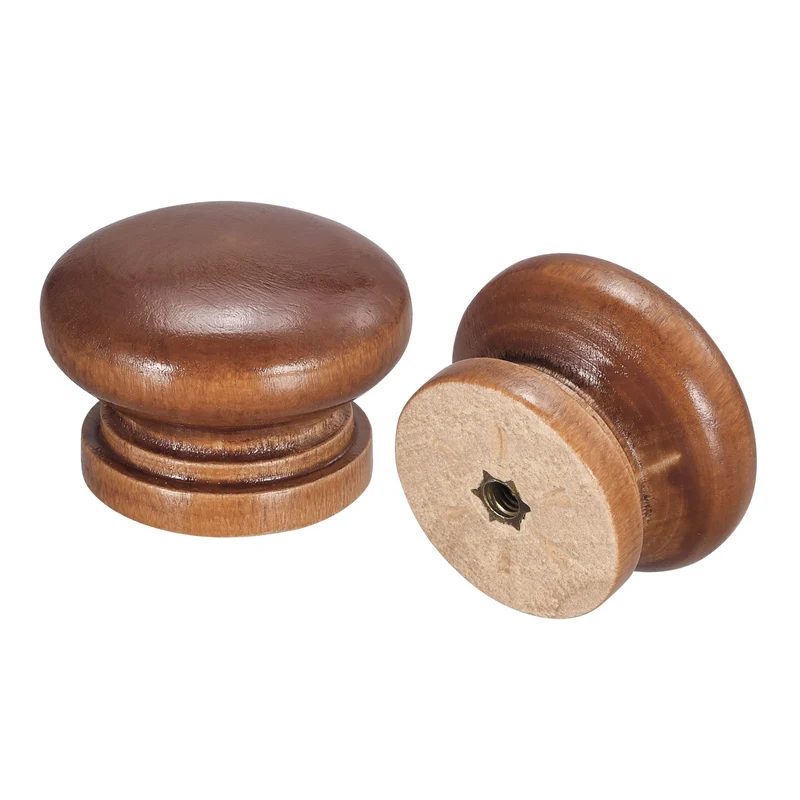 Drawer Screw Round Wood Knob Pull Handles 8set