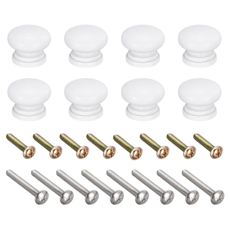 Drawer Screw Round Wood Knob Pull Handles 8set