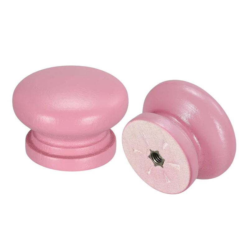 Drawer Screw Round Wood Knob Pull Handles 8set