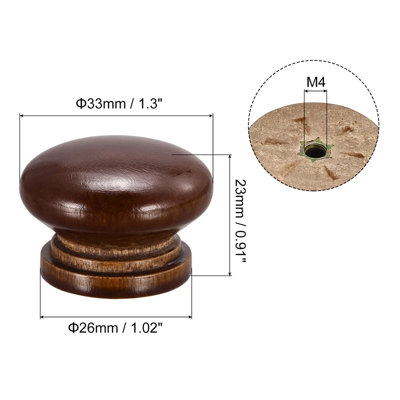 Drawer Screw Round Wood Knob Pull Handles 8set
