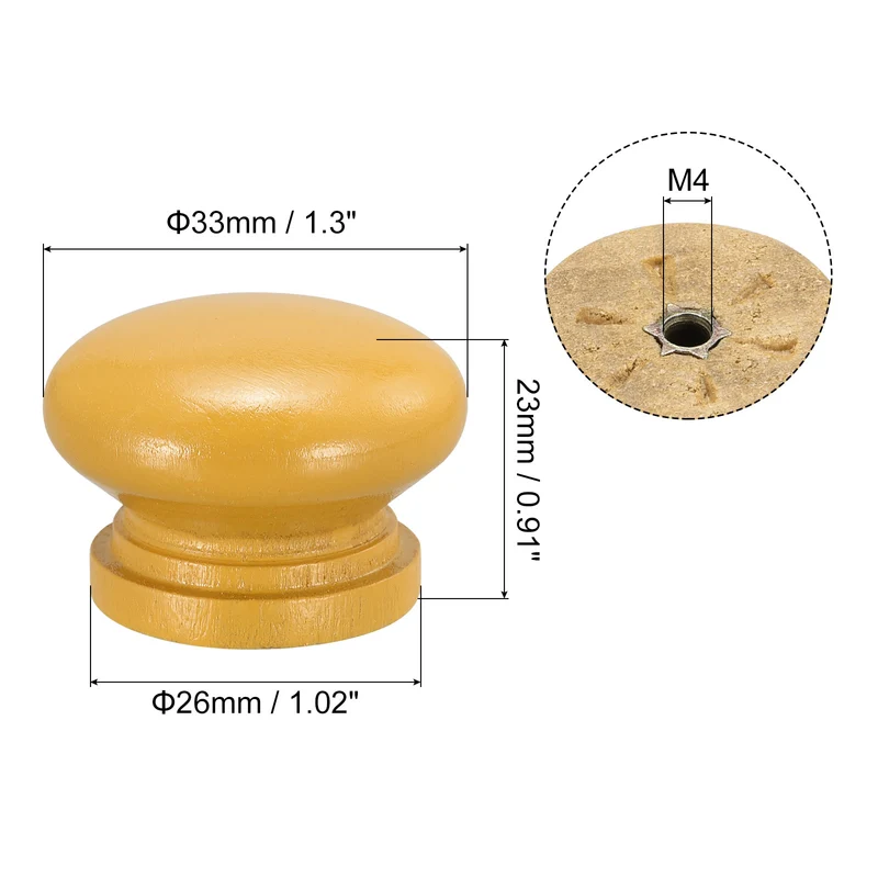 Drawer Screw Round Wood Knob Pull Handles 8set