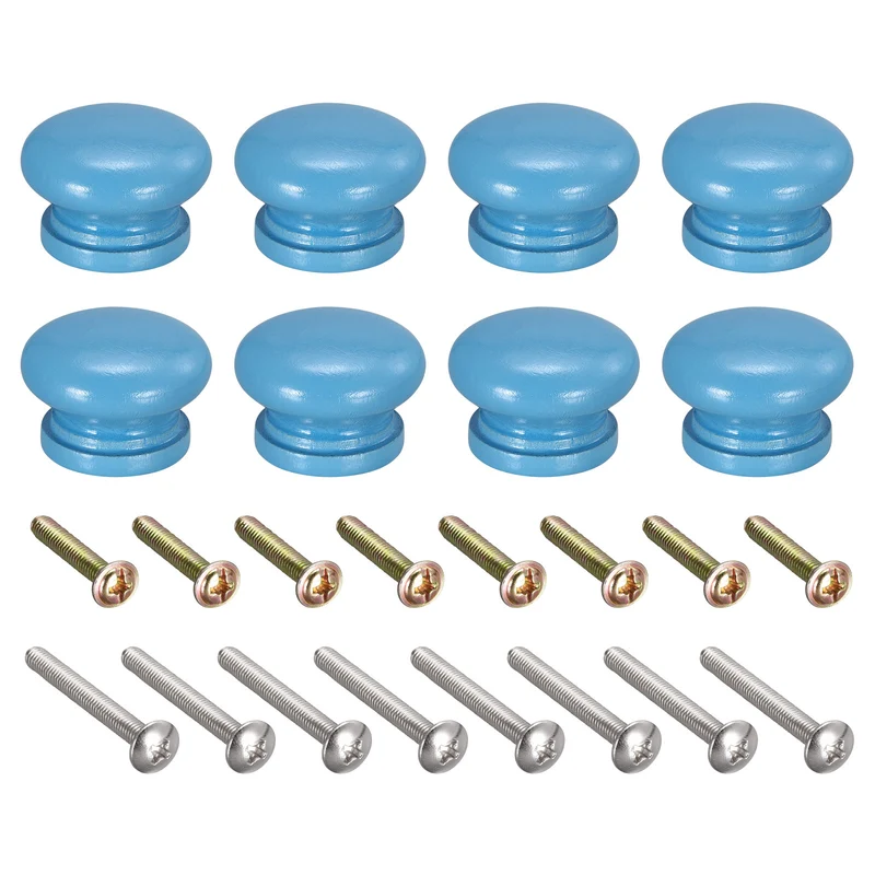 Drawer Screw Round Wood Knob Pull Handles 8set