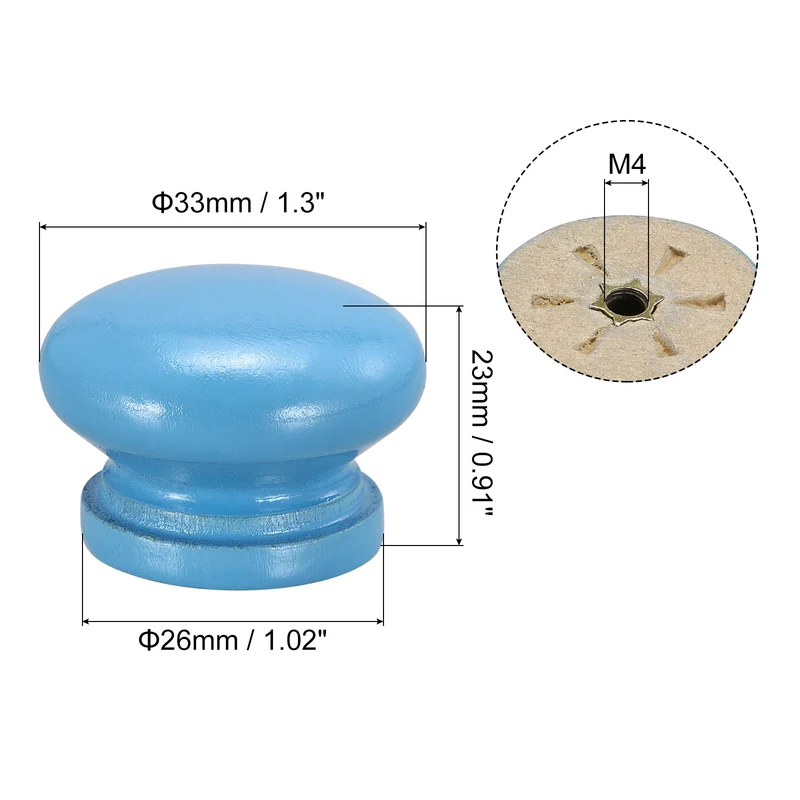 Drawer Screw Round Wood Knob Pull Handles 8set