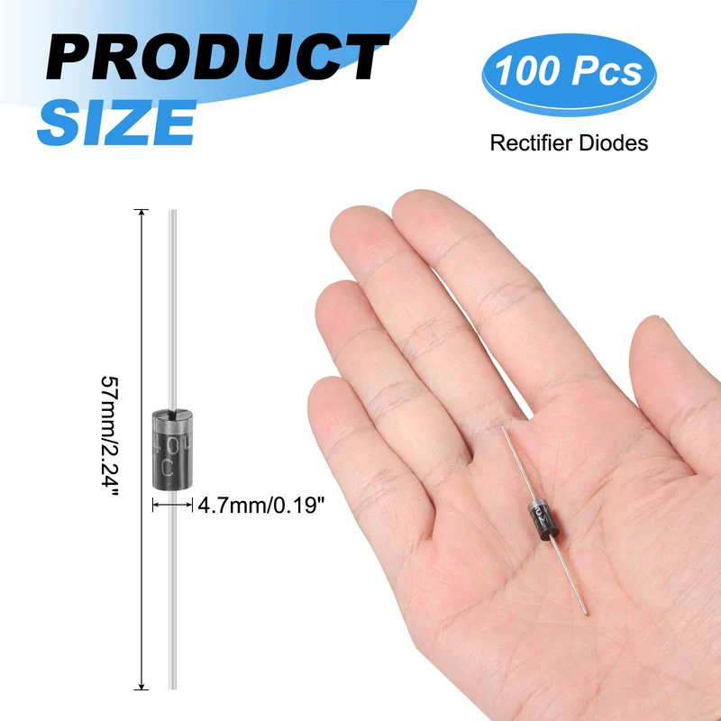 100 Pcs 1N5404 Rectifier Diode, 3A 400V DO-27 Electronic Silicon Diodes