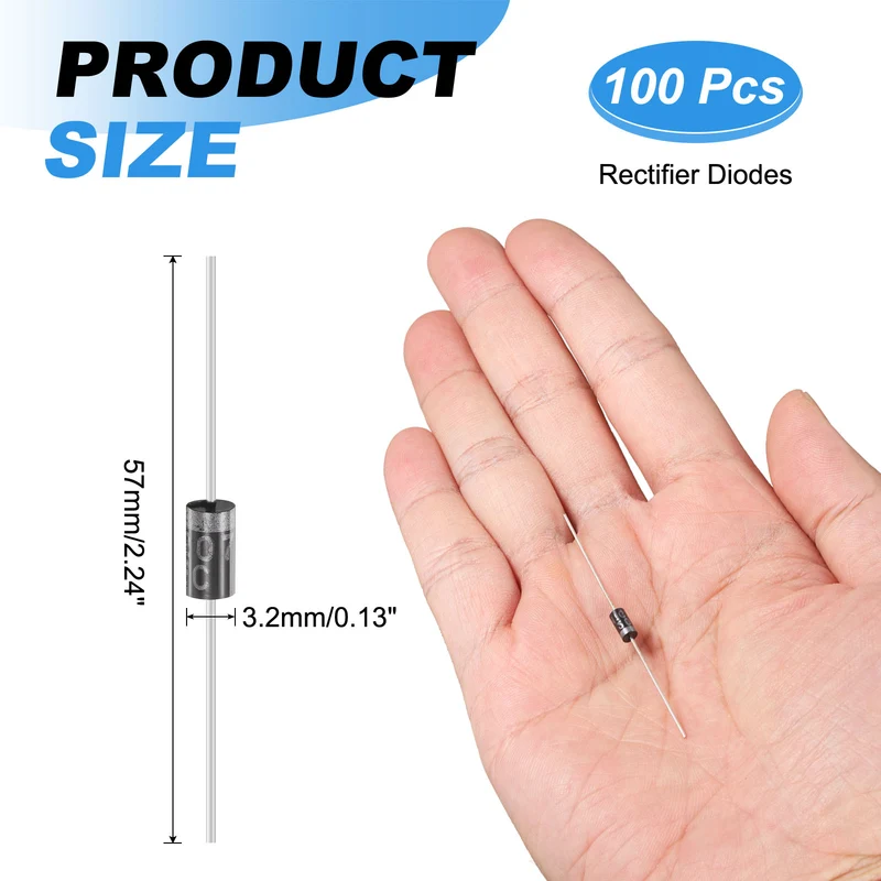 100 Pcs RL207 Rectifier Diode, 1.5A 1000V DO-15 Electronic Silicon Diodes