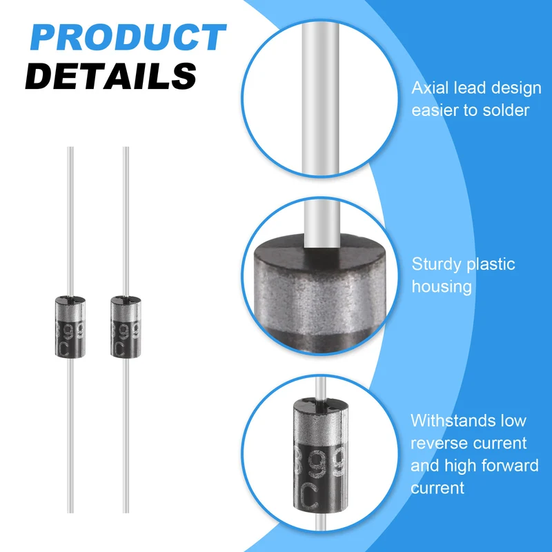 100 Pcs 1N5399 Rectifier Diode, 1.5A 1000V DO-15 Electronic Silicon Diodes