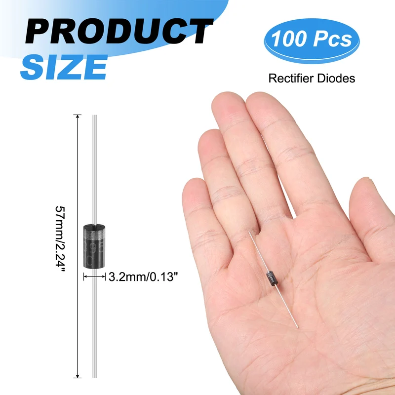 100 Pcs 1N5395 Rectifier Diode, 1.5A 400V DO-15 Electronic Silicon Diodes