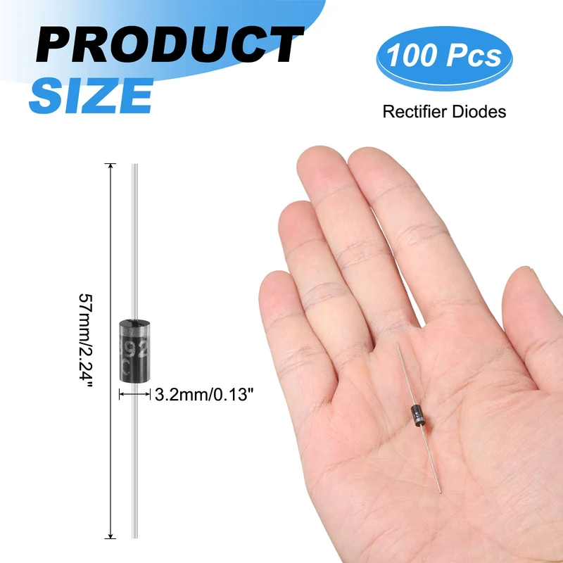 100 Pcs 1N5392 Rectifier Diode, 1.5A 100V DO-15 Electronic Silicon Diodes