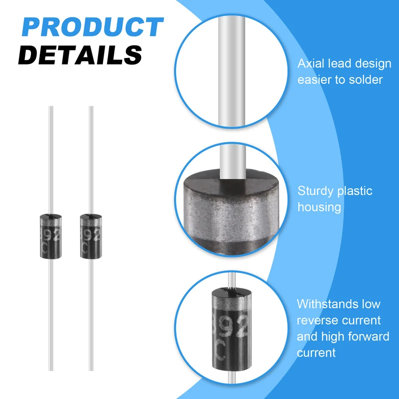 100 Pcs 1N5392 Rectifier Diode, 1.5A 100V DO-15 Electronic Silicon Diodes