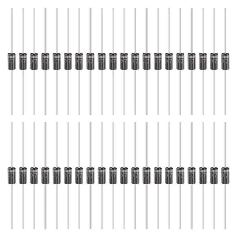 100 Pcs 1N4007 Rectifier Diode, 1A 1000V DO-41 Electronic Silicon Diodes