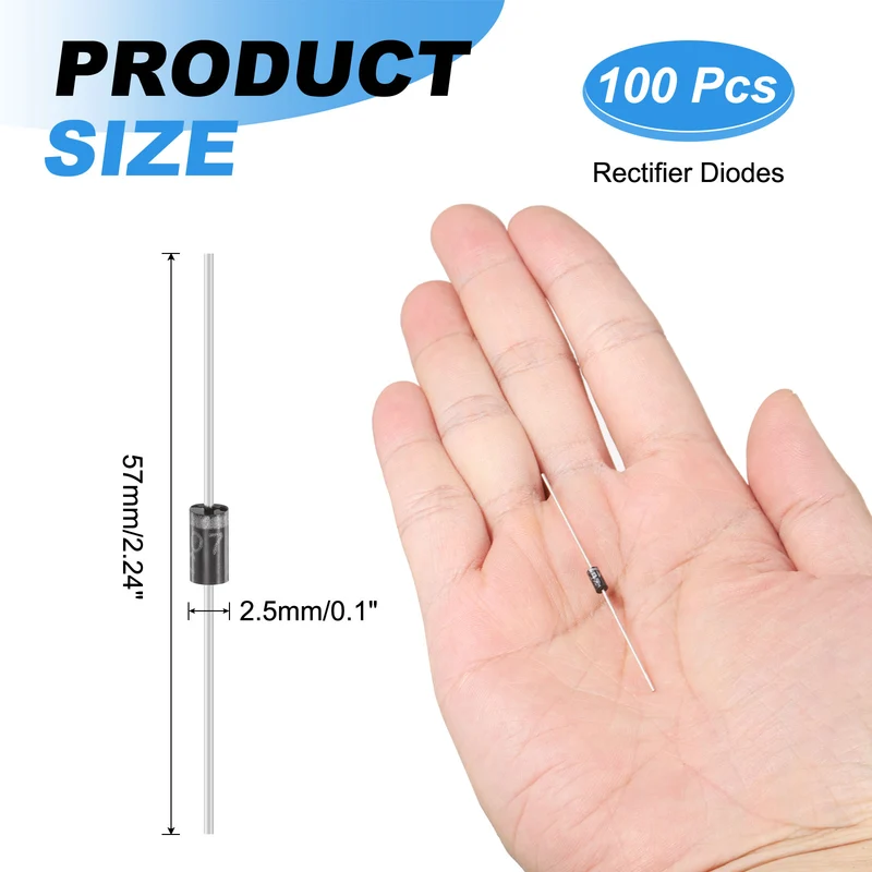 100 Pcs 1N4007 Rectifier Diode, 1A 1000V DO-41 Electronic Silicon Diodes