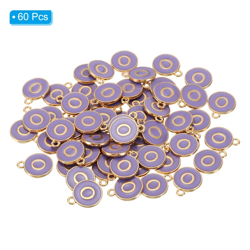 Letter Charm O, 60Pcs Double Sided Alphabet Initial Charm Pendants Beads Purple
