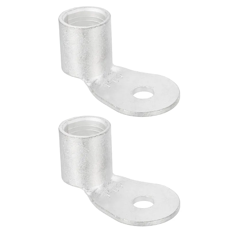 4/0 AWG - 1/4" Copper Wire Lugs, 90 Degree Bent Battery Lugs(Silver, 2Pcs)