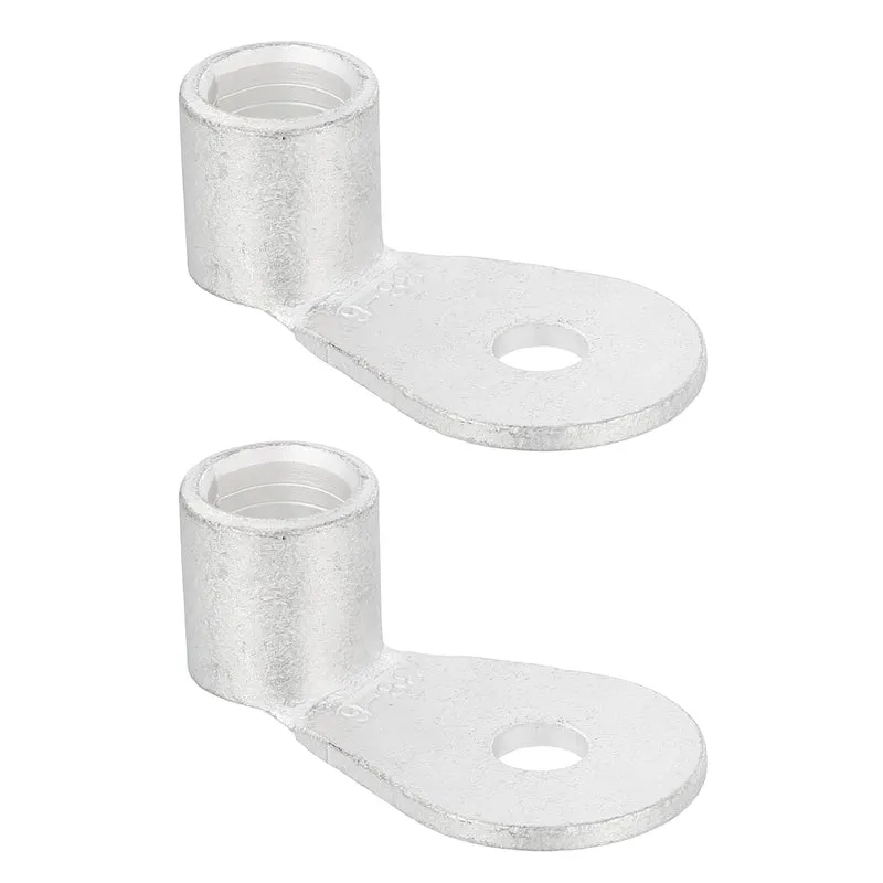 2/0 AWG - 1/4" Copper Wire Lugs, 90 Degree Bent Battery Lugs(Silver, 2Pcs)
