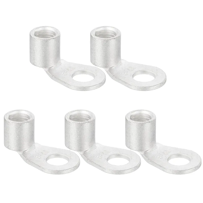 1 AWG - 5/16" Copper Wire Lugs, 90 Degree Bent Battery Lugs(Silver, 5Pcs)
