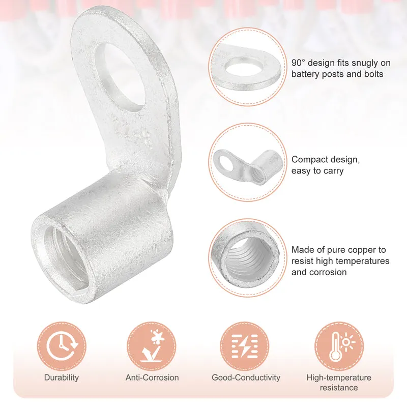 1 AWG - 5/16" Copper Wire Lugs, 90 Degree Bent Battery Lugs(Silver, 5Pcs)