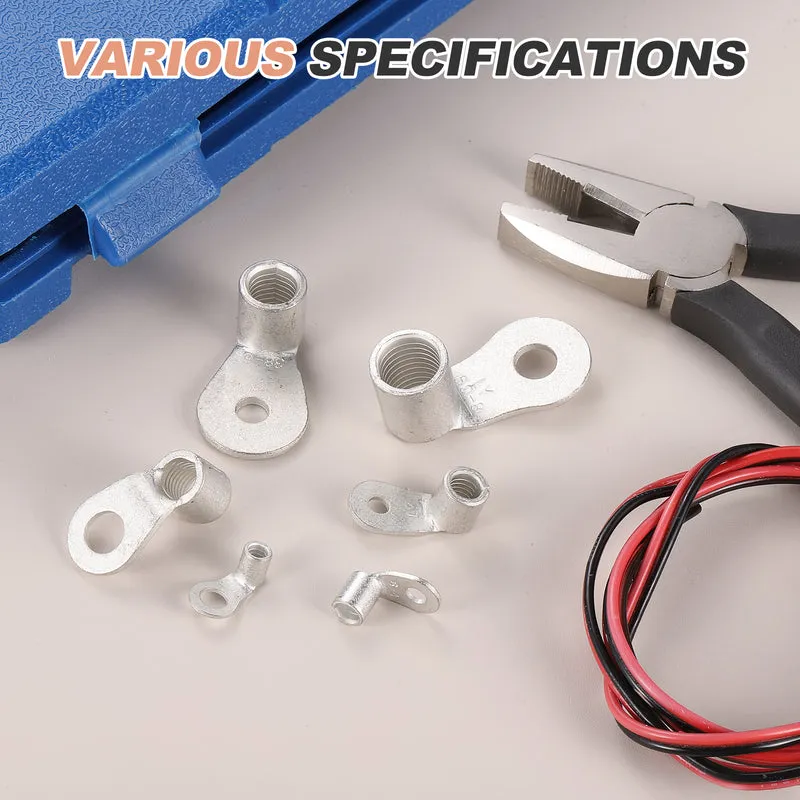 1 AWG - 1/4" Copper Wire Lugs, 90 Degree Bent Battery Lugs(Silver, 5Pcs)
