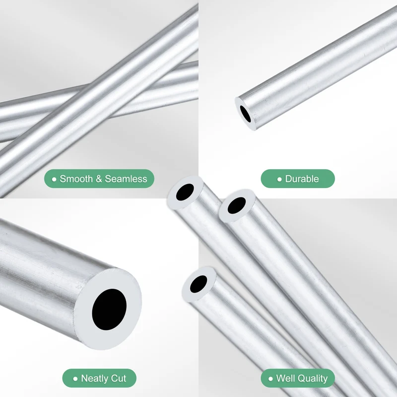 3-Pack 6063 Aluminum Round Tube, 4mmx8mm(IDxOD) 250mm Length Straight Tubing