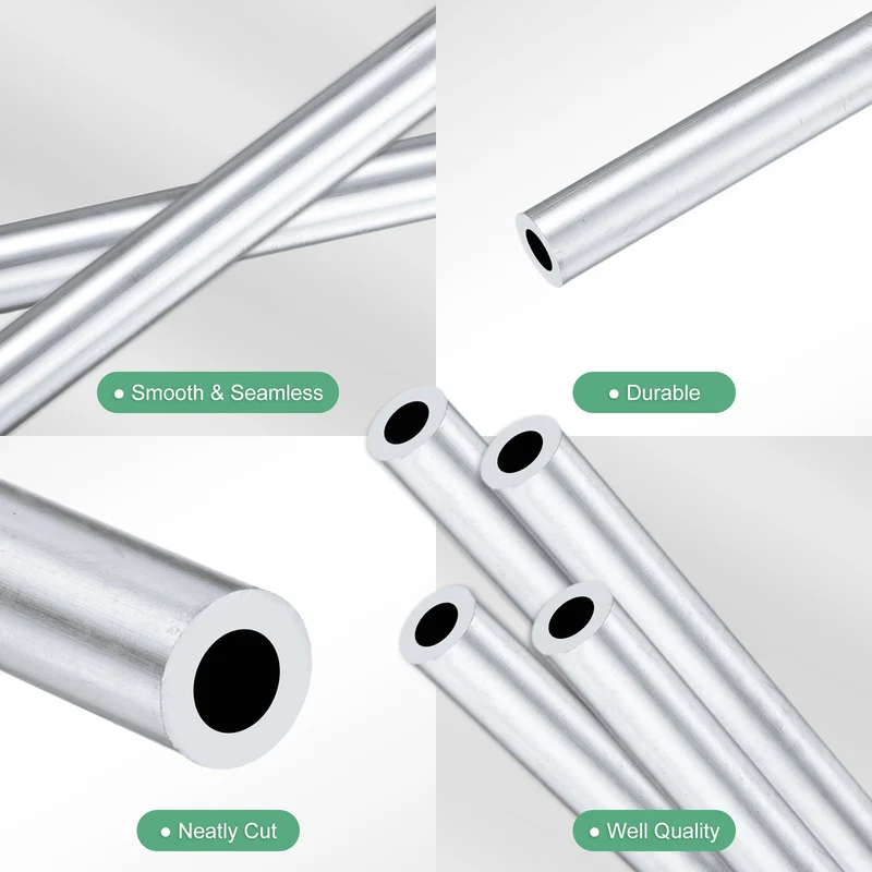 4-Pack 6063 Aluminum Round Tube, 4mmx7mm(IDxOD) 250mm Length Straight Tubing