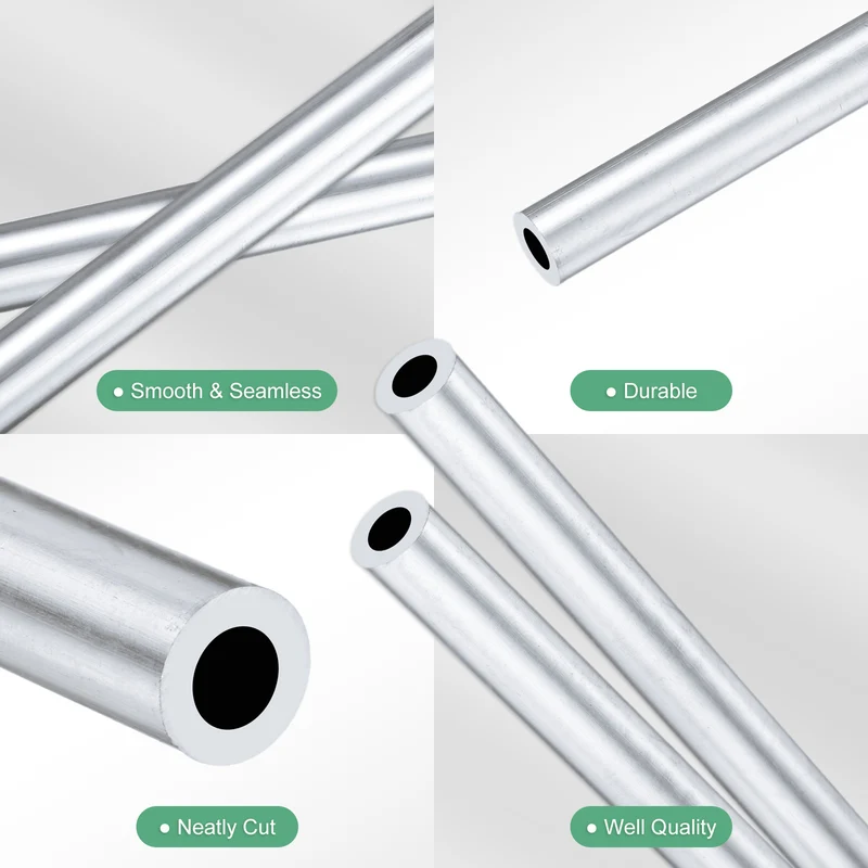 2-Pack 6063 Aluminum Round Tube, 4mmx7mm(IDxOD) 250mm Length Straight Tubing