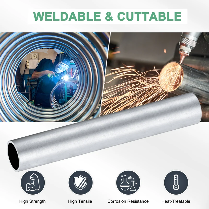 1-Pack 6063 Aluminum Round Tube, 34mmx40mm(IDxOD) 250mm Length Straight Tubing