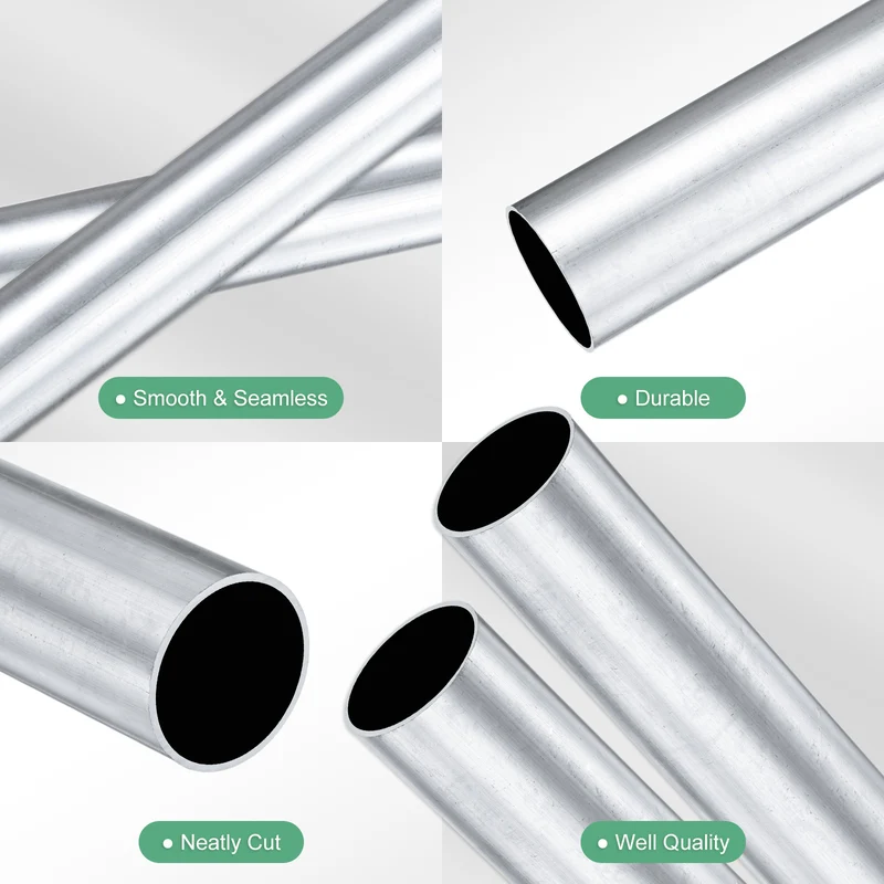 2-Pack 6063 Aluminum Round Tube, 26mmx28mm(IDxOD) 250mm Length Straight Tubing