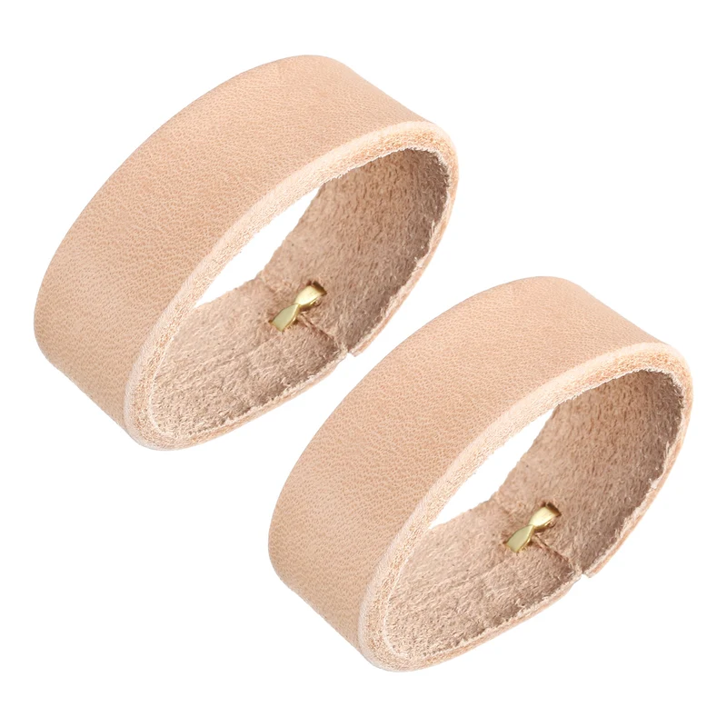 2Pcs Leather Belt Loop Keepers, 11.5cm Girth Belt Strap Ring Buckle, Beige