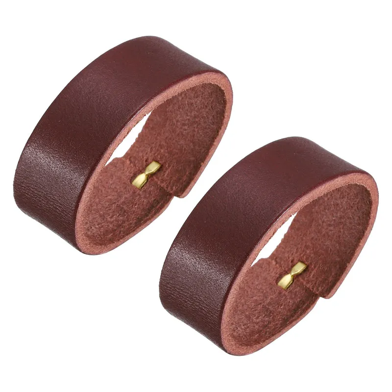 2Pcs Leather Belt Loop Keepers, 11.5cm Girth Belt Strap Ring Buckle, Red Brown