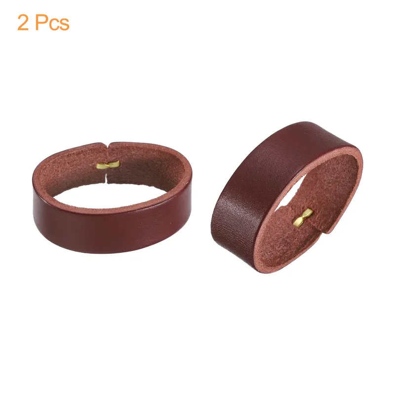 2Pcs Leather Belt Loop Keepers, 11.5cm Girth Belt Strap Ring Buckle, Red Brown