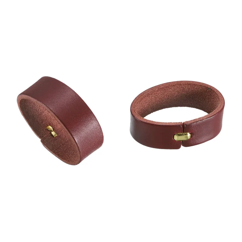 2Pcs Leather Belt Loop Keepers, 11.5cm Girth Belt Strap Ring Buckle, Red Brown