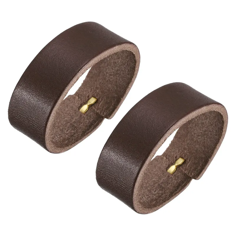 2Pcs Leather Belt Loop Keepers, 11.5cm Outer Girth Belt Strap Ring Buckle for DIY Craft Bag Belt Fixing (Coffee)