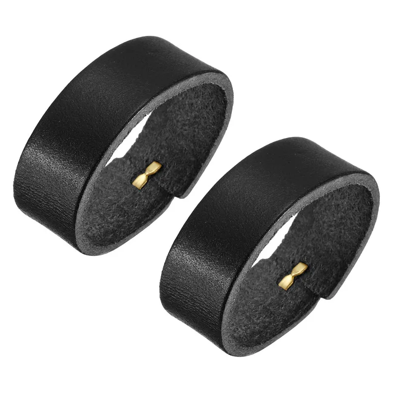 2Pcs Leather Belt Loop Keepers, 11.5cm Outer Girth Belt Strap Ring Buckle for DIY Craft Bag Belt Fixing (Black)