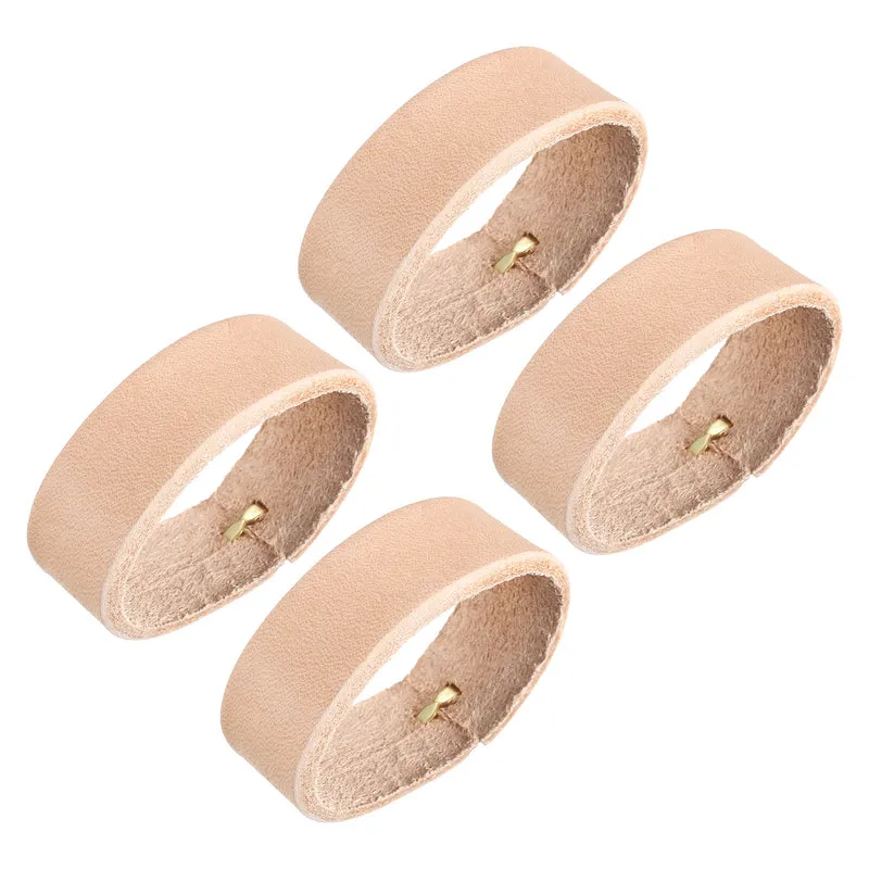 4Pcs Leather Belt Loop Keepers, 11.5cm Outer Girth Belt Strap Ring Buckle for DIY Craft Bag Belt Fixing (Beige)