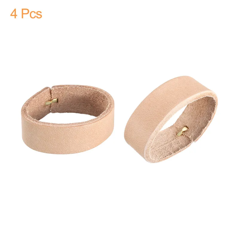 4Pcs Leather Belt Loop Keepers, 11.5cm Outer Girth Belt Strap Ring Buckle for DIY Craft Bag Belt Fixing (Beige)